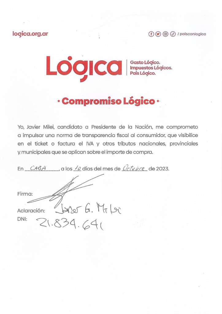 Firma Javier Milei